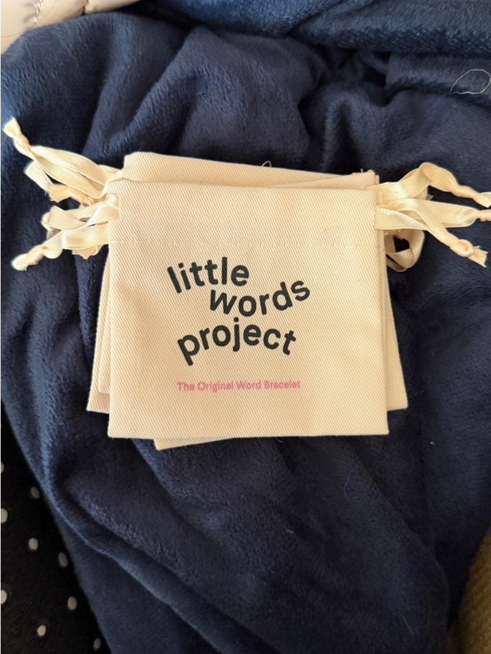 Little Words Project Beige Drawstring Pouch - Set of 6